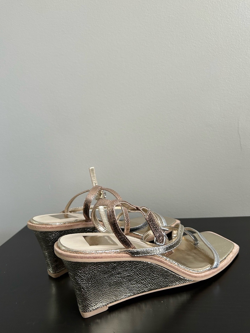 Dolce Vita Metallic Three-Tone Wedge Sandal - Rose Gold, Gold, Silver, Size 7.5 - Picture 3 of 14